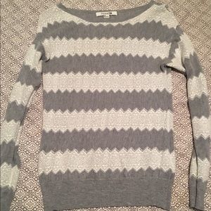 Grey with white lace sweater.